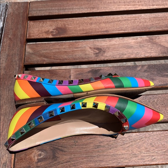 Valentino Rainbow Rockstud Flats - Picture 8 of 8